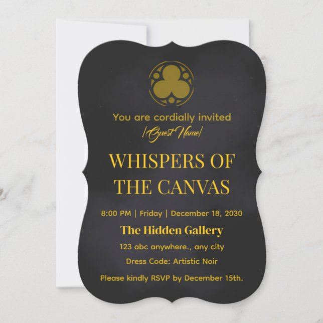 Whispers of the Canvas | Elegant Art Exhibition Invitation (Front)