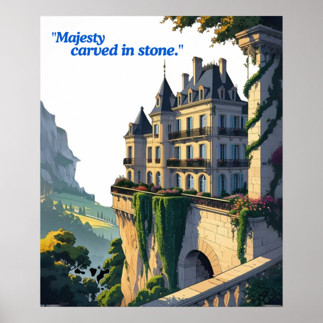 "Whispers of the Château – Elegant Palace Line Art Poster (Front)