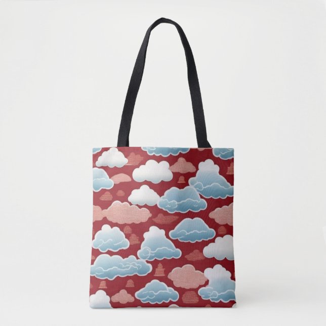 Whispers of the Heavens: A Chinese Cloud Pattern Tote Bag (Front)