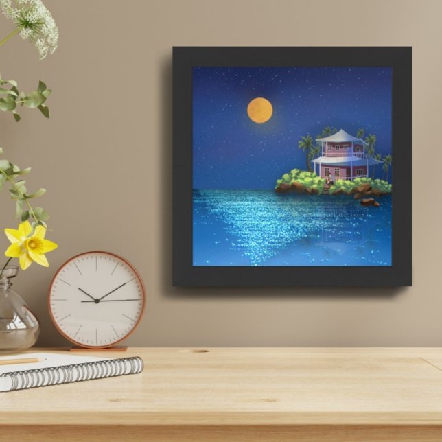 Whispers of the night , moonlight seascape photo print (Living Room)