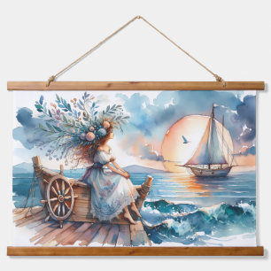 Whispers of the Sea at Sunset Hanging Tapestry