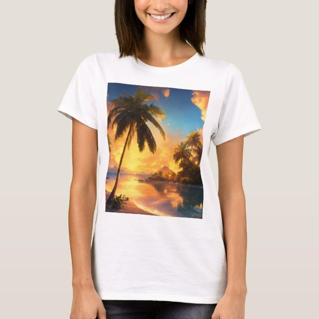 Whispers of the Tides: A Coastal Dreamscape T-Shirt (Front)