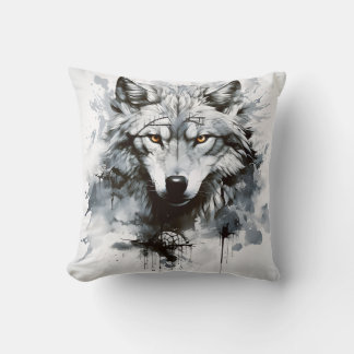 Whispers of the Wild: A Monochrome Throw Pillow