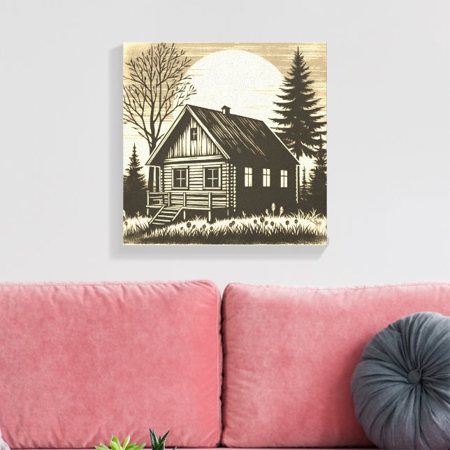  Whispers of the Wild: Rustic Cabin Canvas Print (Insitu(LivingRoom))