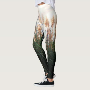 "Whispers of the Wind: The White Pampas Grasses" Leggings