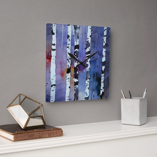 Whispers of the Winter Woods Square Wall Clock (Office)
