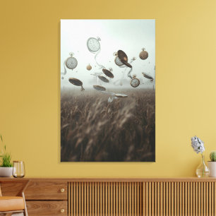 Whispers of Time – Surreal Pocket Watch Landscape  Canvas Print
