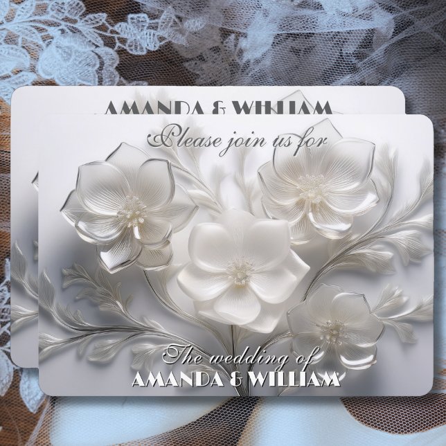 Whispers of White Blossoms Delicate Wedding Invitation (Creator Uploaded)