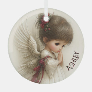 Whispers of Winter – Fairy Child with Cardinal  Glass Tree Decoration