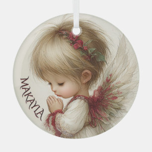 Whispers of Winter – Fairy Child with Cardinal  Glass Tree Decoration