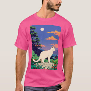 Whispers Of Zen Cat Poster 80S Anime Japan Landsca T-Shirt