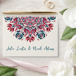 Whispers Swan Birds Lotus Flowers Mandala Wedding Envelope