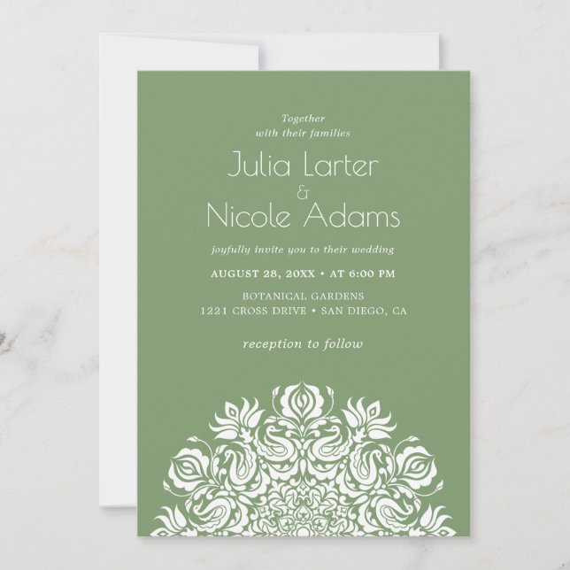 Whispers Swan Birds Lotus Flowers Mandala Wedding Invitation (Front)