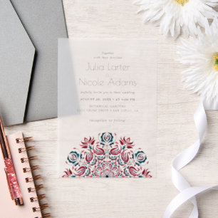 Whispers Swan Birds Lotus Flowers Mandala Wedding Vellum Invitations