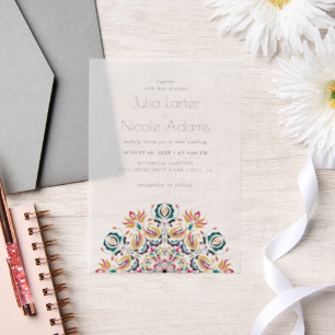 Whispers Swan Birds Lotus Flowers Mandala Wedding Vellum Invitations