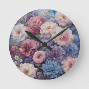 Whispy wildflower design round clock
