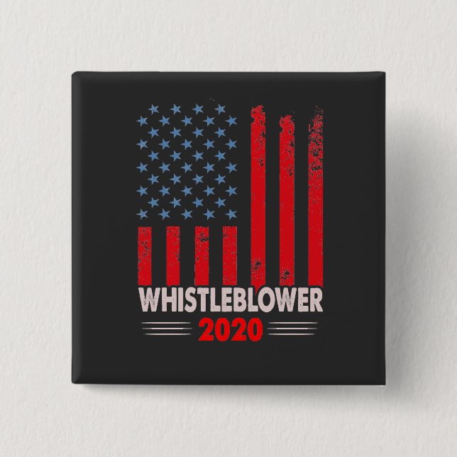 WHISTLEBLOWER 2020 BUTTON. 15 CM SQUARE BADGE (Front)