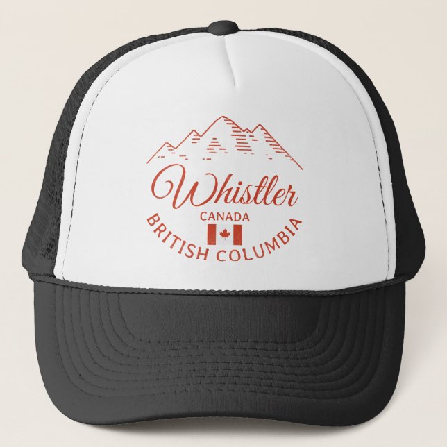 Whistler BC Canada Mountain Design Trucker Hat (Front)