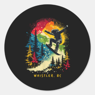 Whistler Bc Canada Snowboarder Snowboarding Resort Classic Round Sticker