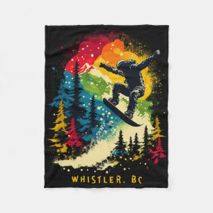 Whistler Bc Canada Snowboarder Snowboarding Resort Fleece Blanket