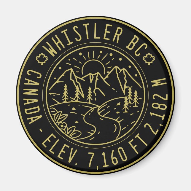 Whistler British Columbia Canada Minimalist Ski Magnet (Front)