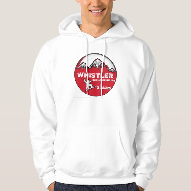 Whistler British Columbia red board guys hoodie (Front)