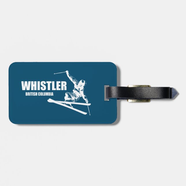 Whistler British Columbia Skier Luggage Tag (Back Horizontal)