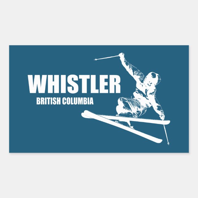 Whistler British Columbia Skier Rectangular Sticker (Front)