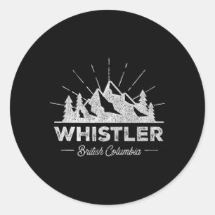 Whistler British Columbia T Shirt Vintage Skiing R Classic Round Sticker