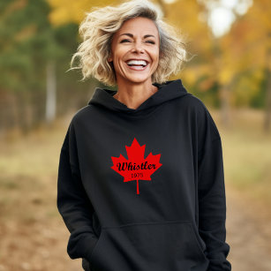 Whistler Canada 1975 Red Maple Leaf Colour Hoodie