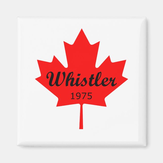 Whistler Canada 1975 Red Maple Leaf Colour Magnet (Front)