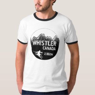 Whistler Canada black ski art guys striped tee