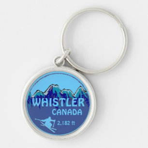 Whistler Canada blue ski art keychain