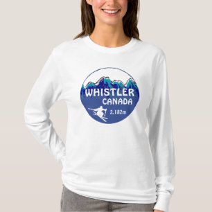 Whistler Canada blue ski art ladies hoodie T-Shirt