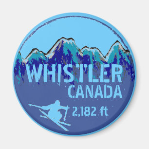 Whistler Canada blue ski art magnet