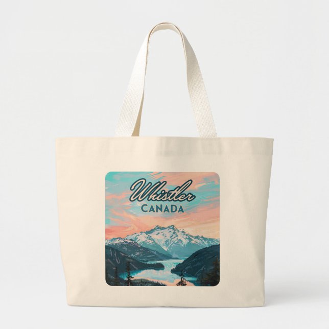 Whistler Canada British Columbia Ski Resort Retro Large Tote Bag (Front)