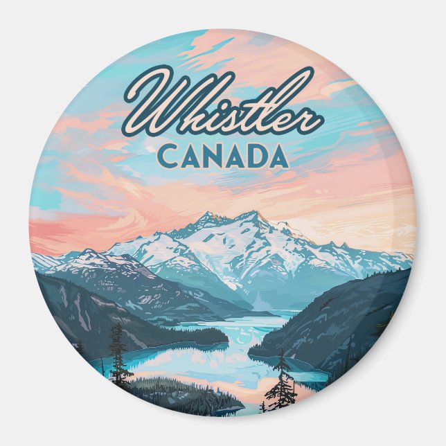 Whistler Canada British Columbia Ski Resort Retro Magnet (Front)