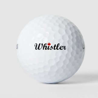Whistler Canada Script Text Small Maple Leaf Golf Balls