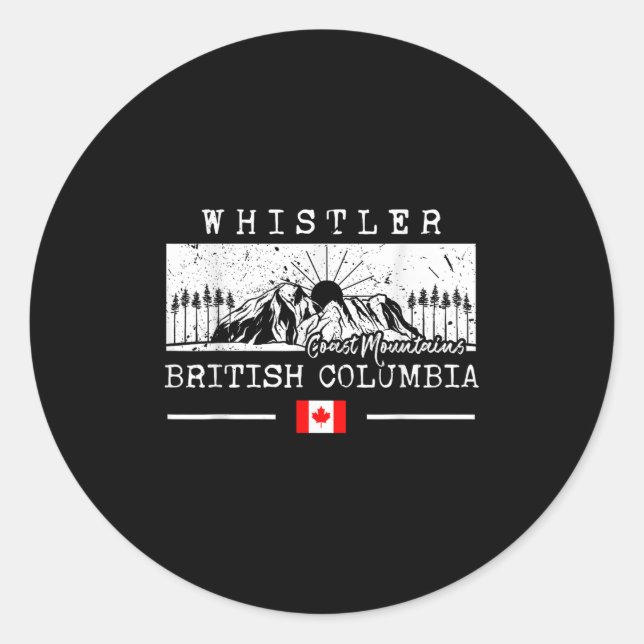 Whistler Mountain Canada Ski Resort Skiing British Classic Round Sticker (Front)