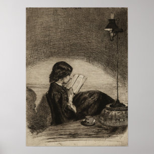 Whistler - Reading By Lamplight Poster