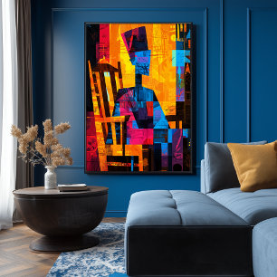 Whistler’s Mother reinterpreted in bold Abstract Poster