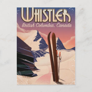 Whistler,Vancouver, British Columbia Ski poster Postcard