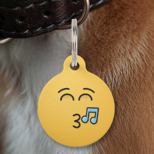 Whistling Face with Smiling Eyes Pet Name Tag