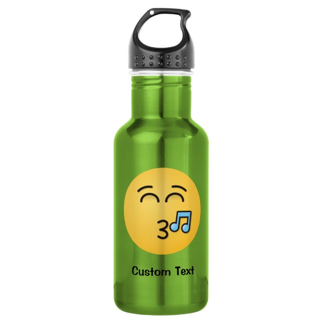 Whistling Face with Smiling Eyes Water Bottle (Front)