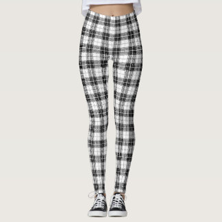 whit &grey plaid Leggings