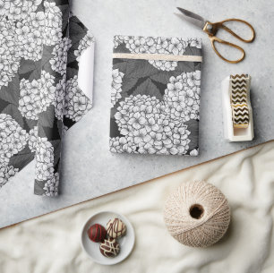 Whit hydrangea wrapping paper