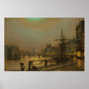 Whitby at night John Atkinson Grimshaw Poster