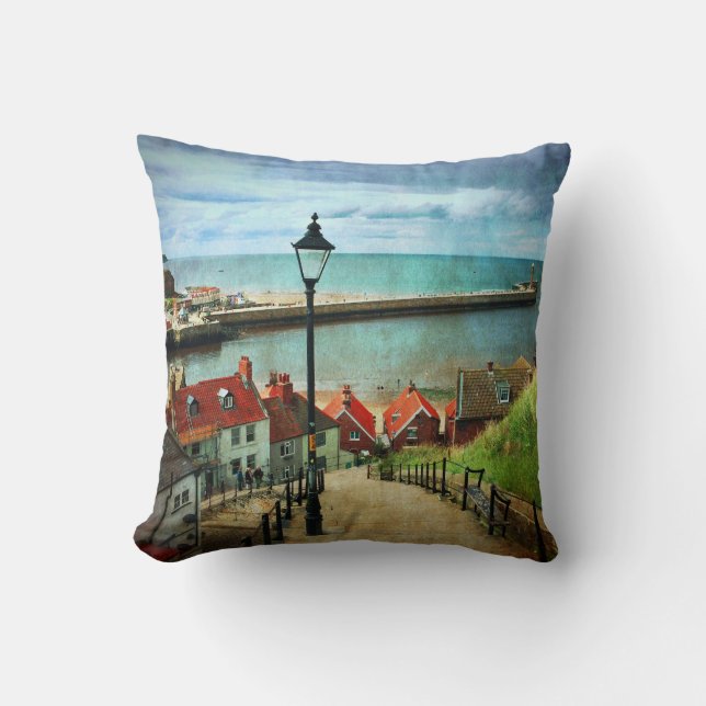 Whitby Harbor from 199 Steps Cushion (Front)
