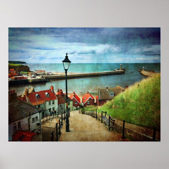 Whitby Harbour from 199 Steps Poster (Front)
