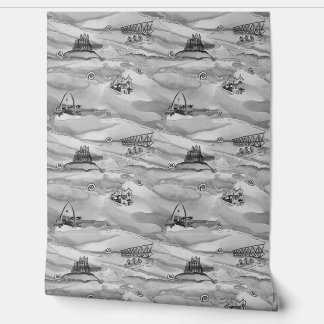 Whitby Pearl Wallpaper in muted tones of gray.